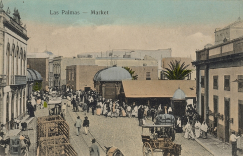 DÍA DE MERCADO, CALLE MENDIZABAL Y PUENTE DE PALO