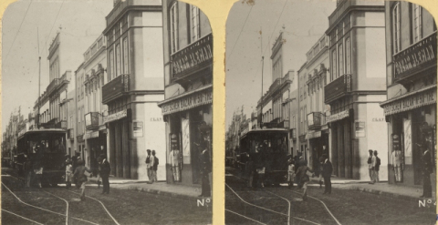 EL TRANVÍA A SU PASO POR EL BAZAR ALEMÁN