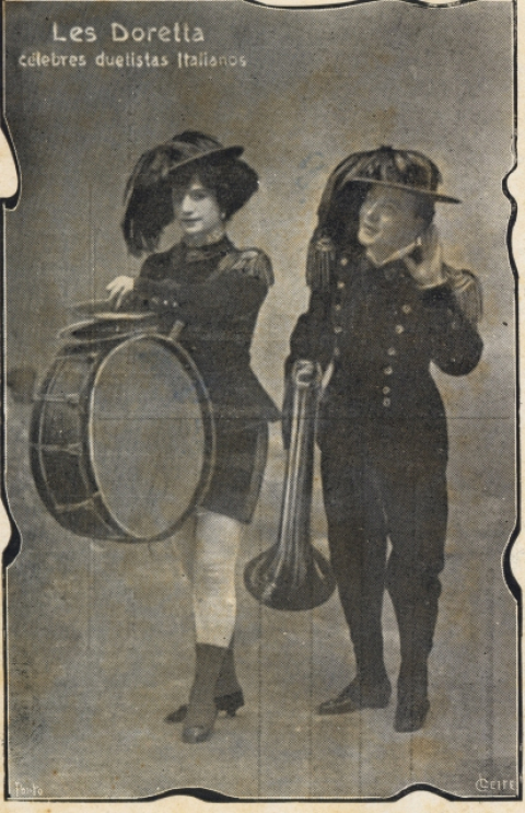 POSTAL PUBLICITARIA "LES DORETTA" PARA EL CIRCO CUYAS