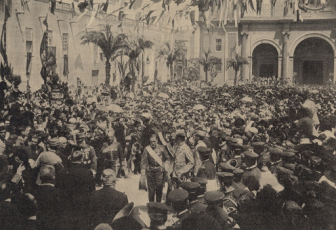 EL REY ALFONSO XII EN  LA PLAZA DE SANTA ANA