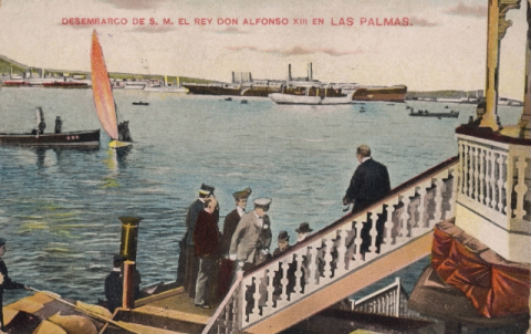 DESEMBARCO DE ALFONSO XIII EN EL MUELLE SANTA CATALINA